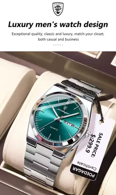 POEDAGAR-Relógio de pulso quartzo de luxo masculino com caixa, relógios esportivos impermeáveis, luminoso, data semana, aço inoxidável, relógio masculino - comprar online