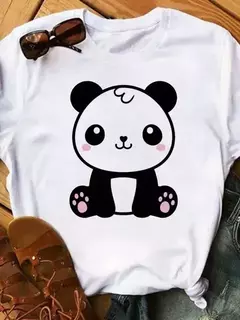 Maycaur-camiseta de manga curta para mulher, top solto com estampa de panda fofa, casual e solta, verão - comprar online