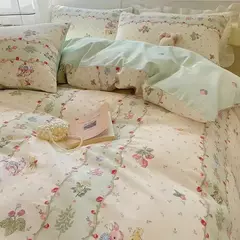 Romântico cereja coração conjunto de capa edredão folha plana fronhas moda novo duplo completo floral verão primavera conjunto cama