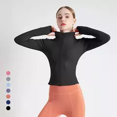 Fato de treino de mangas compridas Slim Fit para mulheres, casaco fitness, tops de ioga com buracos, jaqueta de ginástica, moletom de treino 2024 - comprar online