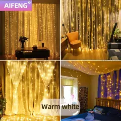 Cortina LED Fairy Lights, Natal Icicle Lights, festa de quarto, jardim, decoração do casamento da família, 220V