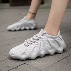 Sapato de meias respiráveis de sola grossa masculino, tênis de corte baixo, calçados esportivos casuais masculinos, corrida ao ar livre, moda casal, antiderrapante, novo na internet