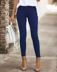 Calças femininas de cintura alta para escritório, calças chiques, calças lápis, calças elásticas apertadas, elegante OL Workwear, cinza, S-5XL, outono - Wolf Magazine
