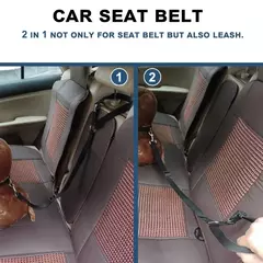 Imagem do Sólido dois-em-um cinto de segurança do carro do animal de estimação trela de chumbo cinto de segurança do banco traseiro arnês ajustável para gatinho cães coleira acessórios para animais de estimação