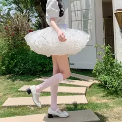 Anágua com babados multi-camadas para mulheres, saia bolha fofa, saia crinolina, sem aro, sem desossada Lolita Puffy Mini Skirt - comprar online