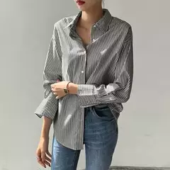 ZANZEA-Blusa feminina listrada de manga comprida, tops de túnica com botões, camisas elegantes, casual e elegante, verão, 2023 na internet