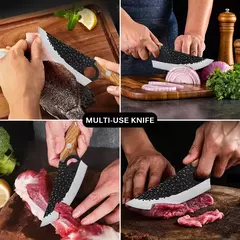 Handmade Forjado Viking Chef Faca com Tampa, Carne Cutelo, Faca De Pesca, Aço Inoxidável, Cozinha Butcher Desossa Faca, 5.5";;VERDADEIRO;;"brown black