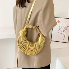 Bolsa atada corda artesanal para mulheres, embreagem noite dourada e prateada, bolsas hobo atadas, nova marca de designer, luxo e chique, 2023 - comprar online
