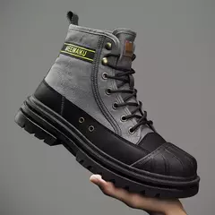 Botas de cano alto de lona respirável masculinas, botas antiderrapantes do deserto, sapatos de segurança com renda, tênis casuais - comprar online