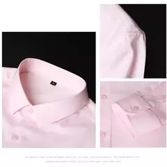 Camisas masculinas de manga comprida, camisas de vestido masculinas, blusa de negócios sociais, cor sólida, anti-rugas, alta qualidade - loja online