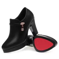 Sapatos de couro macio para mulheres, boca profunda, sapatos únicos para mãe d na internet