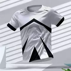 Imagem do New Hot-Selling Outdoor Running Sports Respirável Quick-Secagem Roupas de Fitness Casual Wear Impressão 3D Em Torno Do Pescoço Adulto T-Shirt
