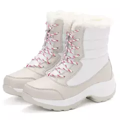 Botas de neve de plataforma antiderrapante para mulheres, Ankle Boots de pele quente, Cunhas impermeáveis, Botas altas para coxa, Sapatos de inverno - comprar online