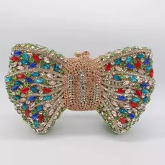 Mais novo strass verde/preto bolsa de embreagem arco luxo diamante feminino vermelho noite embraiagens sacos casamento nupcial saco pedras bolsas na internet
