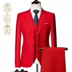 Terno casual de negócios masculino para casamentos, blazer genuíno, colete e calças, grande e alto, colete slim fit, calças de vestido, tamanho EUA