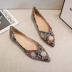 Mocassins lisos de strass de dedo apontado, sapatilhas femininas clássicas, sapatilhas femininas, sapatos de barco macio, rebites, novo, outono, 2022 - comprar online