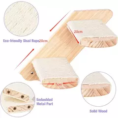 Prateleira de escalada para gatos, montada na parede, reversível, quatro escadas, corda de sisal ecológica, móveis para animais de estimação, árvore de gato, degraus de parede para animais de estimação