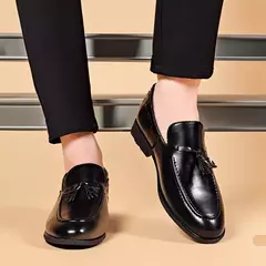 Estilo designer masculino deslizar sobre sapatos de couro, sapatos casuais de negócios, festa de casamento, novo, plus size - loja online
