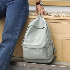 Mochila impermeável de grande capacidade para mulheres, mochila zíper suave, cor sólida, mochila casual para adolescentes, fonte de estudante na internet