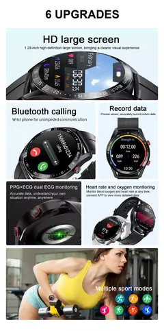 Impermeável relógio inteligente para homens, Bluetooth chamada, saúde do laser, pressão arterial, fitness esportes relógios, caixa, ECG, PPG - Wolf Magazine