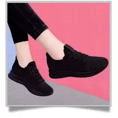 Tênis de plataforma antiderrapante respirável para mulheres, sapatos casuais, tênis de corrida coreano, preto, novo, moda, outono, 2024 na internet
