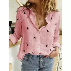 Camisas soltas grandes para mulheres, blusas vintage monocromáticas, tops elegantes para jovens, moda casual feminina, 2023, outono - Wolf Magazine