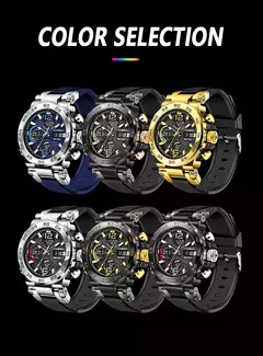 LIGE-Relógio de pulso impermeável LCD Dual Display masculino, relógios esportivos, despertador, militar, quartzo, novo, 50m