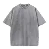 Camiseta vintage grande feminina, manga curta, lavagem com água velha, camiseta hip-hop, ponta floco de neve, cor sólida, algodão