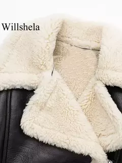 Willshela-Jaquetas de zíper frontal sólido feminino, gola lapela vintage, mangas compridas, roupas chiques de senhora, moda feminina na internet