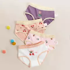 Meninas calcinha crianças roupa interior de algodão cuecas cereja dos desenhos animados curto 4 pçs/lote - comprar online