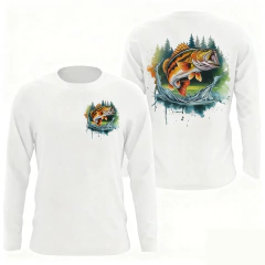 Texas Grand Slam Redfish Truta Flounder Camisa de pesca de manga comprida Texas Fishing Crew Neck Manga comprida solta pulôver de secagem rápida