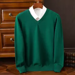 Pulôver clássico com decote em v masculino, suéter super de cashmere, camisa grossa, roupas quentes masculino, 4XL, outono e inverno - comprar online