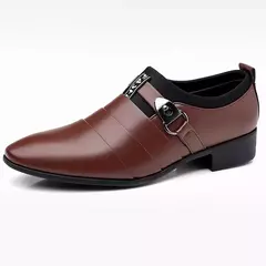 Imagem do Sapato de couro clássico masculino, Deslizar, Dedo apontado, Oxfords, Formal, Casamento, Festa, Escritório, Negócios, Vestido casual, Masculino