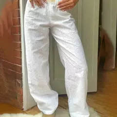 Imagem do Calça comprida feminina com estampa listrada, cintura elástica com cordão de perna larga, calça casual de algodão reta, moda nova moda