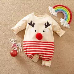 Macacão de algodão de manga comprida recém-nascido, vestidos bonitos de festa, roupas confortáveis para bebês, Natal, 0-18, primavera e outono na internet