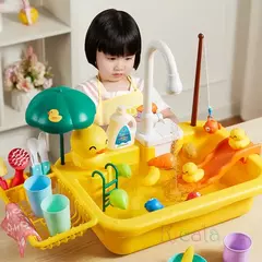 Crianças pia de cozinha brinquedos máquina de lavar louça elétrica jogando brinquedo com água corrente fingir jogar comida brinquedo de pesca role play meninas presente - comprar online
