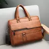 Bolsa de ombro de couro masculina, pasta para laptop, mensageiro, carteira de negócios, marca de luxo, pasta para documento A4