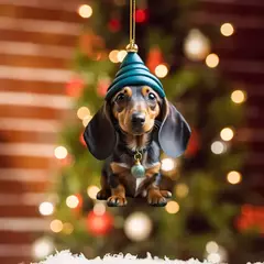 Desenhos animados Cute Dog Natal Enfeites, Xmas Tree Pendant, Fun Dachshund, Pendurado Decoração Presente, Fontes do partido, Casa, Decoração do carro na internet