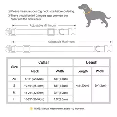 Coleira e coleira para cães personalizados, conjunto de coleira de couro pu com corda de chumbo, fivela de identificação gravada personalizada para cães pequenos e grandes