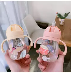 Mamadeiras com bola de gravidade de palha, copo, mamadeira de calibre largo, crianças bebendo leite e água, dupla utilização, 350ml - comprar online