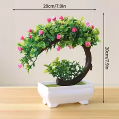 Imagem do Árvore plástica artificial do bonsai para a decoração home, plantas envasadas, potenciômetro pequeno da simulação, arranjo da flor, ornamentos do jardim