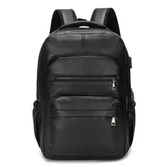 Mochila de carregamento USB de couro PU para homens, mochilas grandes para laptop, mochila masculina para adolescentes, meninos, alta qualidade na internet