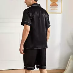 Conjunto de pijamas de manga curta masculino, camisa e shorts de botão, pijamas, bolsos, roupa de verão - comprar online