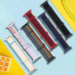 Pulseira de Nylon Ajustável para Apple Watch, Banda Ultra 2, Pulseira Elástica para iWatch Series 9, 8, 7, 6, 5, 4, 49mm, 45mm, 41mm, 44mm, 42 milímetros, 38 milímetros na internet