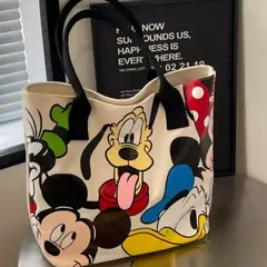 Bolsa de Ombro Disney-Mickey para mulheres, sacola versátil, bolsa de classe estudantil, grande capacidade, casual, desenhos animados, na moda - loja online