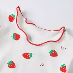 Imagem do Pijama infantil padrão morango, conjunto de roupas de manga curta, terno de duas peças para uso caseiro, meninos, meninas, verão, 1 a 5 anos