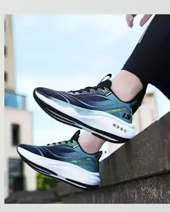 Sapatilhas esportivas casuais masculinas, Sapatilhas populares de malha de peixe, Tênis de corrida respiráveis, Moda - loja online