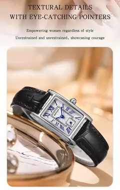 SANDA-relógio de couro com mostrador retangular para mulheres, marca superior, design de moda, design elegante, resistente à água, quartzo, movimento, vestido de negócios, novo, quente - comprar online