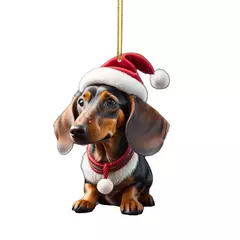 Desenhos animados Cute Dog Natal Enfeites, Xmas Tree Pendant, Fun Dachshund, Pendurado Decoração Presente, Fontes do partido, Casa, Decoração do carro