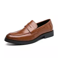 Primavera e outono dos homens sapatos pretos sapatos de vestido mocassins de couro casual para a tendência da moda de luxo masculino estilo britânico deslizamento em sapatos na internet